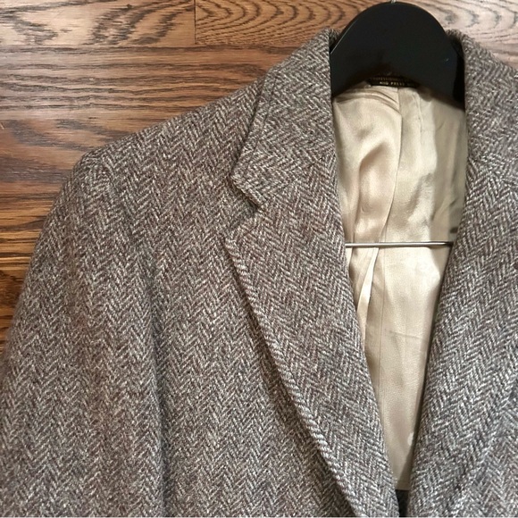 Norm Thompson Harris Tweed Blazer Vintage Herringbone Wool Tan Brown Abt Size 42 - Picture 10 of 10